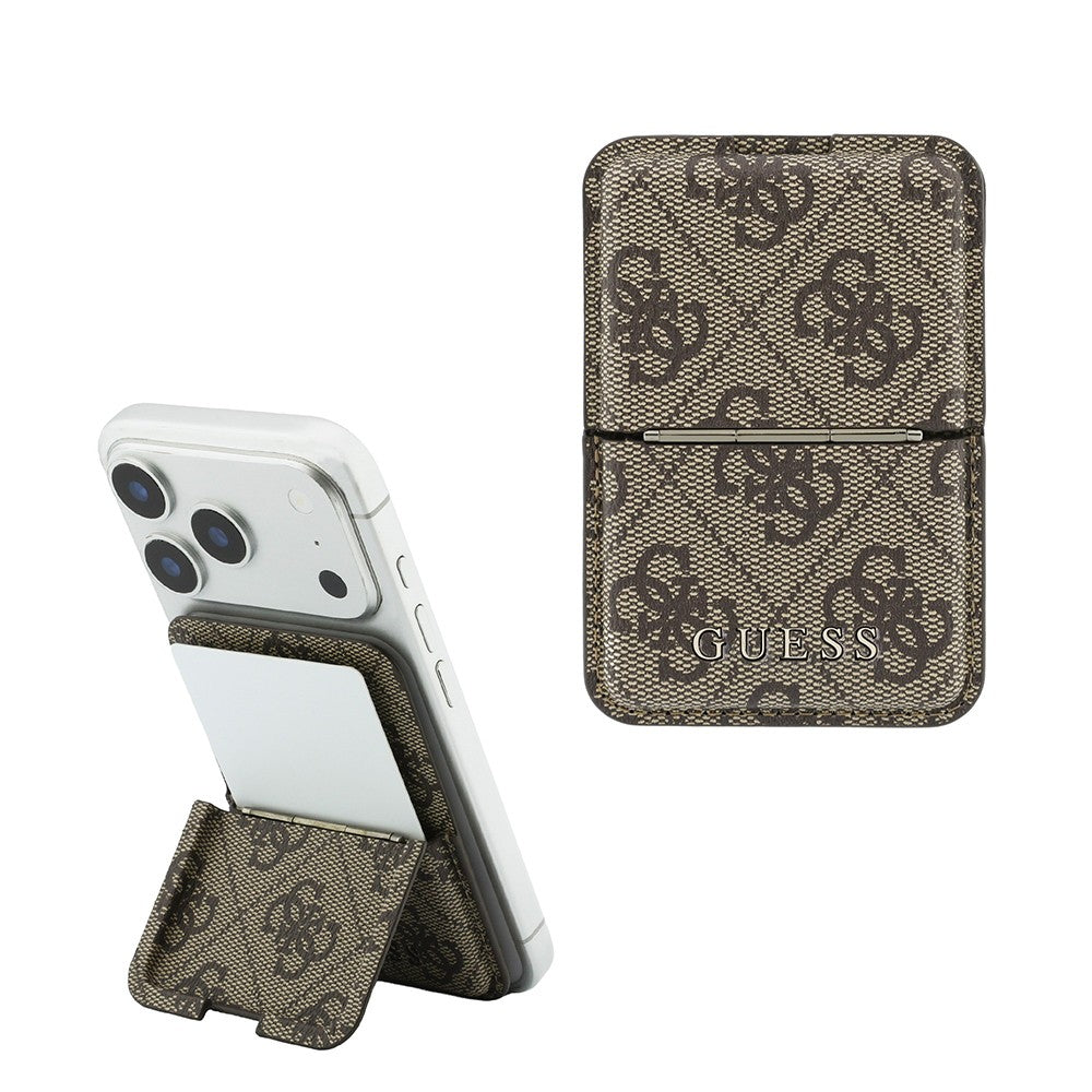 Guess Orijinal Lisanslı 4G Desenli Yazı Logolu Pop-up Magnetik Standlı PU Kartlık