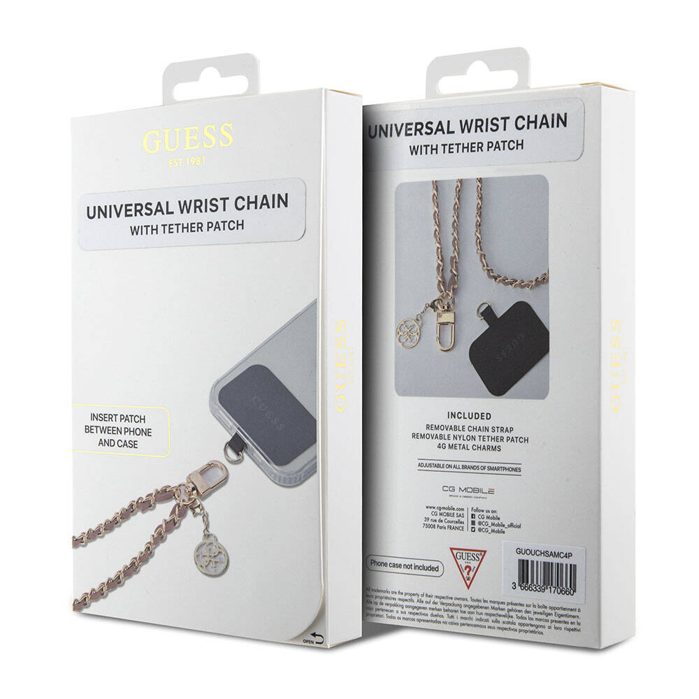 Guess Orijinal Lisanslı 4G Logolu Bağlama İpli Saffiano Telefon Askı Zinciri