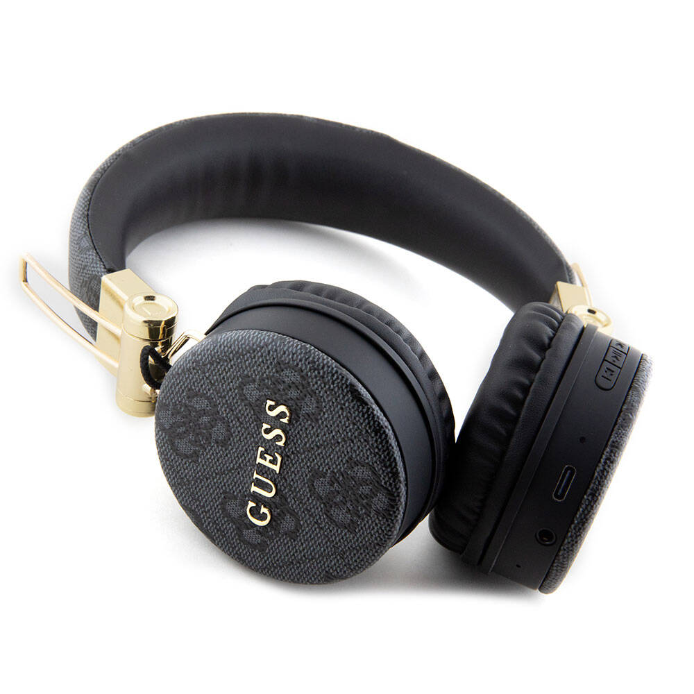 Guess Orijinal Lisanslı 4G Metal Logo PU Deri Ayarlanabilir Kulak Üstü Bluetooth Kulaklık