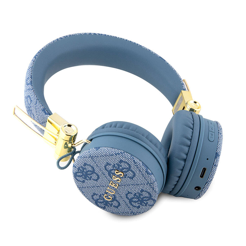 Guess Orijinal Lisanslı 4G Metal Logo PU Deri Ayarlanabilir Kulak Üstü Bluetooth Kulaklık