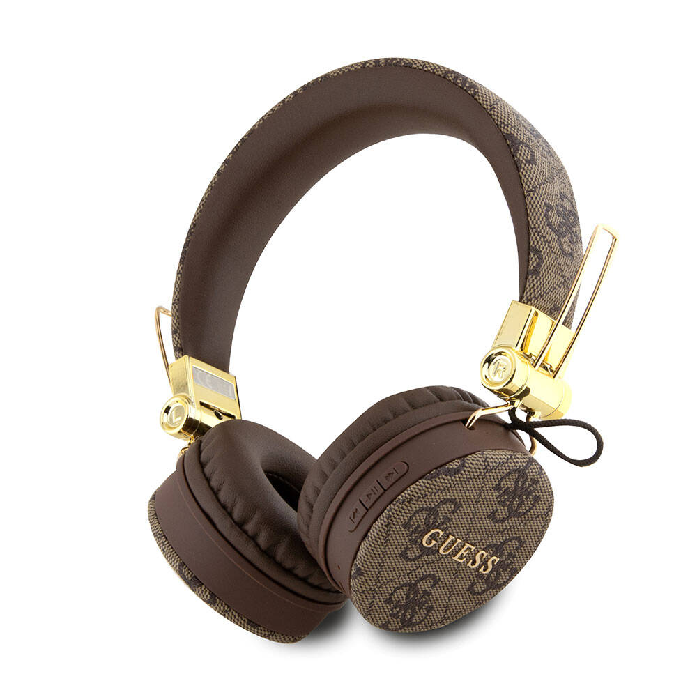 Guess Orijinal Lisanslı 4G Metal Logo PU Deri Ayarlanabilir Kulak Üstü Bluetooth Kulaklık