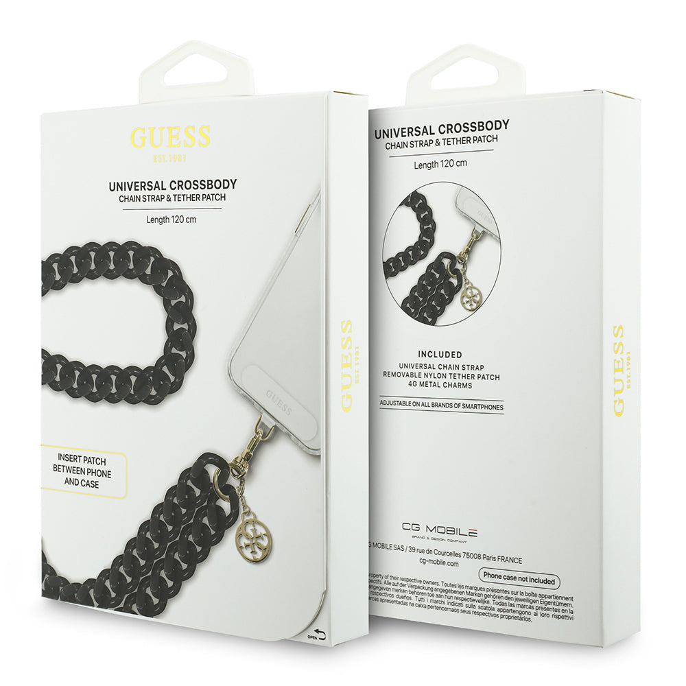 Guess Orijinal Lisanslı 4G Metal Logolu Büyük Zincirli Çapraz Vücut Telefon Askı Kayışı 120cm