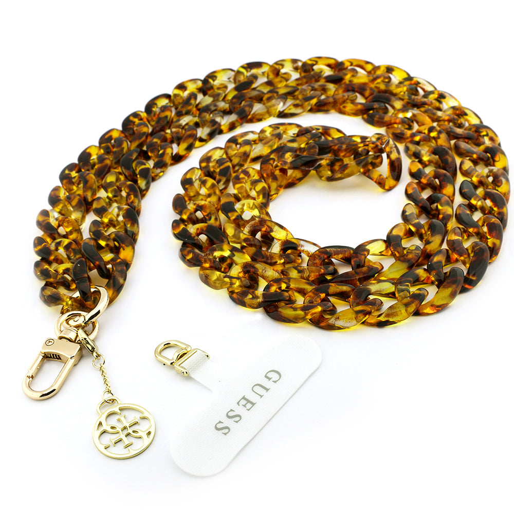 Guess Orijinal Lisanslı 4G Metal Logolu Büyük Zincirli Çapraz Vücut Telefon Askı Kayışı 120cm