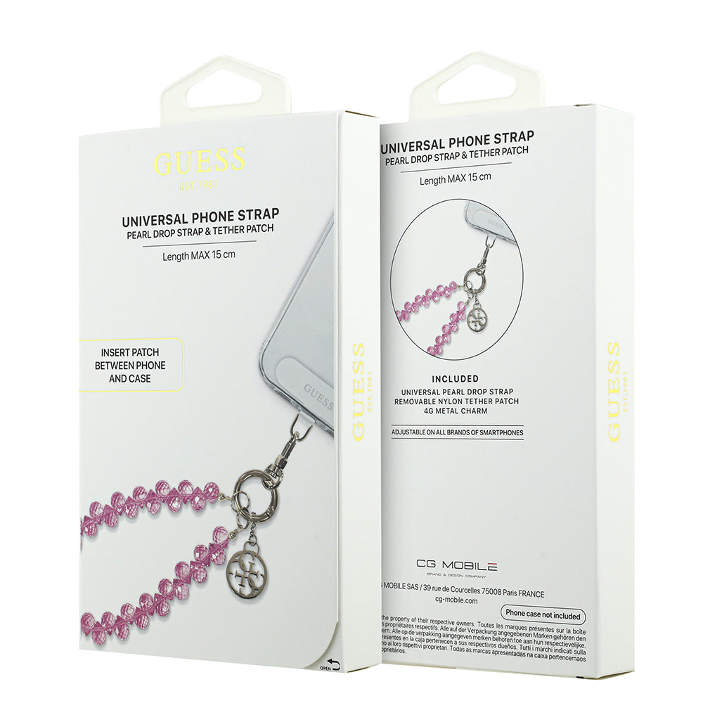 Guess Orijinal Lisanslı 4G Metal Logolu Kristal Taşlı Telefon Bilek Askı Zinciri