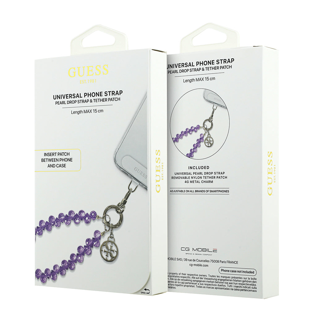 Guess Orijinal Lisanslı 4G Metal Logolu Kristal Taşlı Telefon Bilek Askı Zinciri