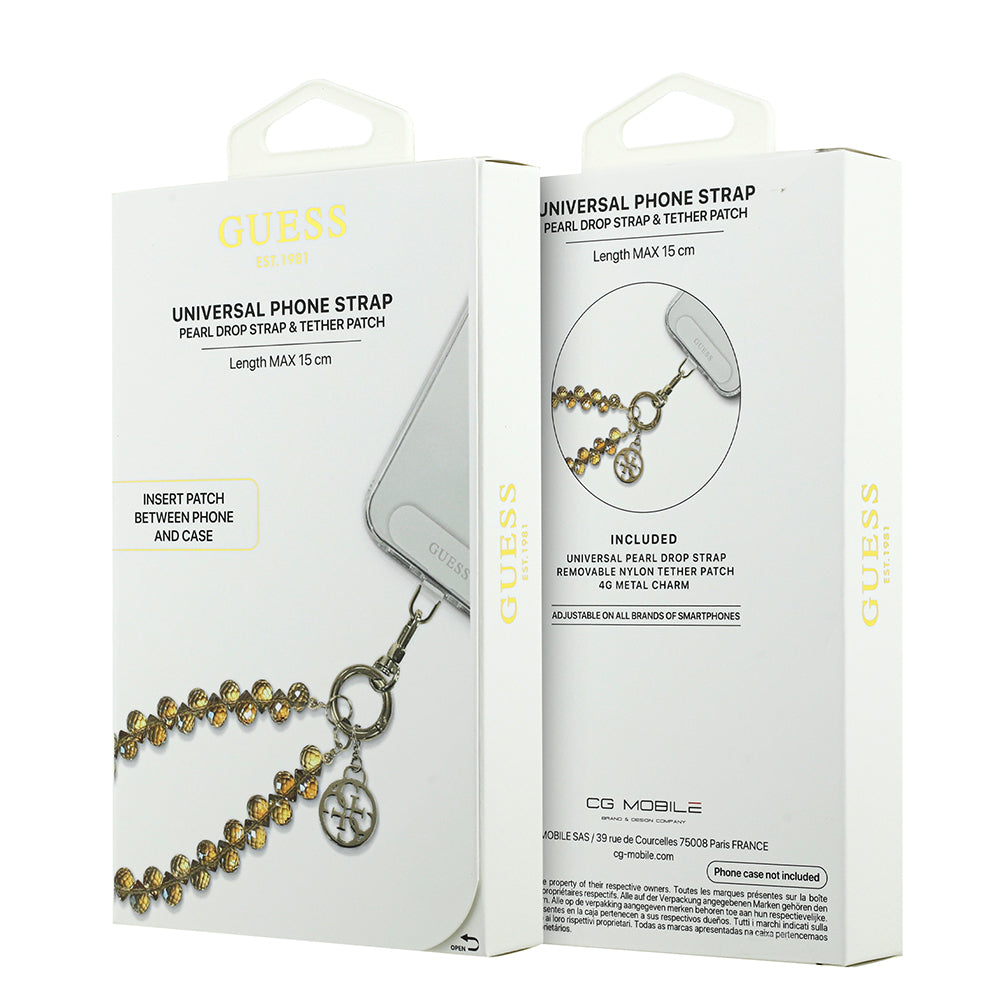Guess Orijinal Lisanslı 4G Metal Logolu Kristal Taşlı Telefon Bilek Askı Zinciri