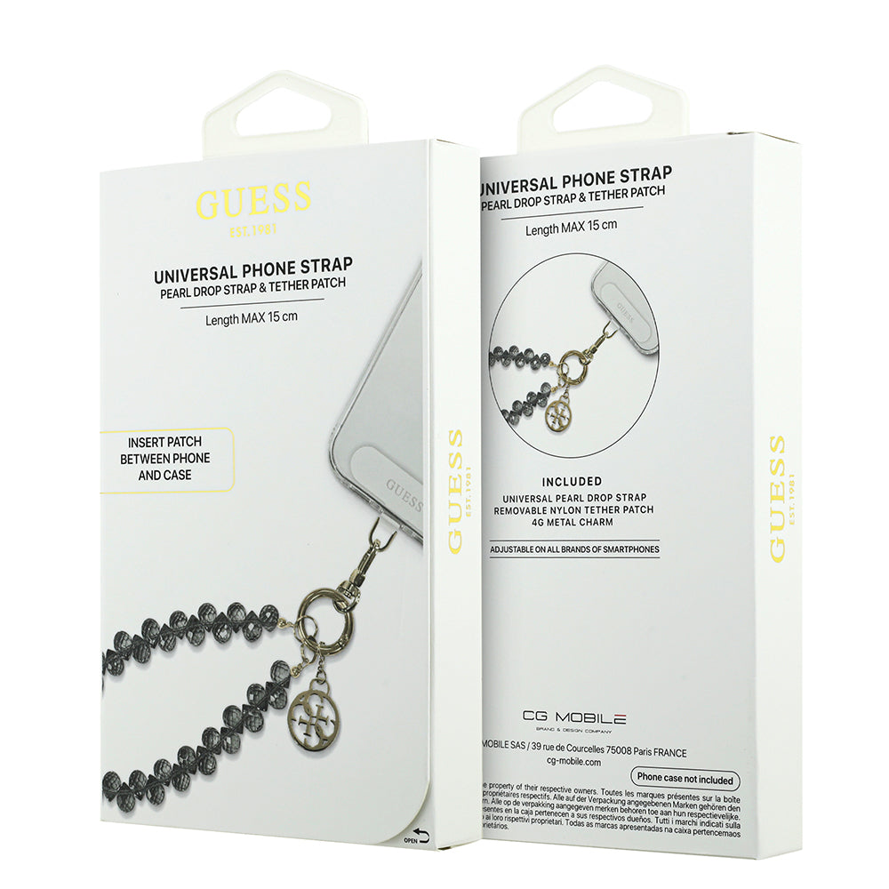Guess Orijinal Lisanslı 4G Metal Logolu Kristal Taşlı Telefon Bilek Askı Zinciri