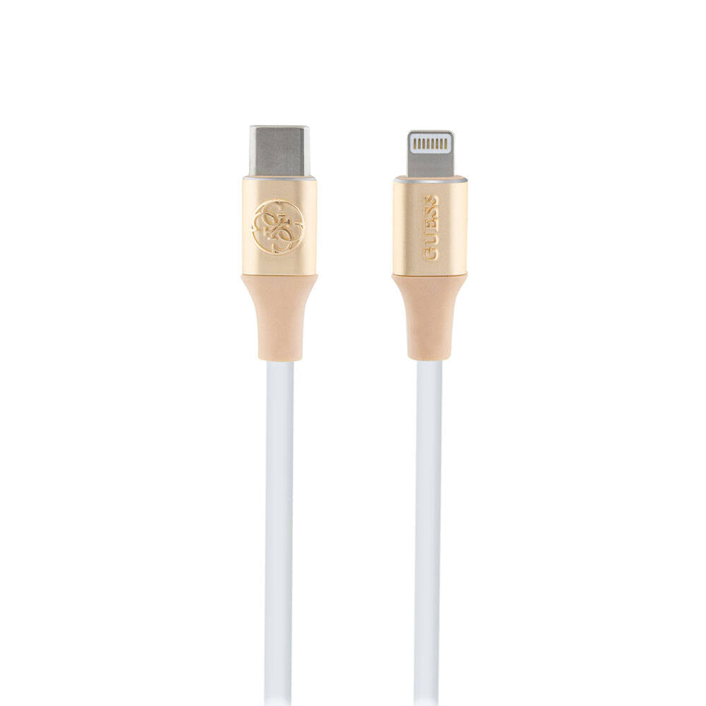 Guess Orijinal Lisanslı 4G ve Yazı Logolu Aydınlatmalı Kablo Ucu Hızlı Şarj Özellikli Type-C To Lightning PD Kablo 3A 1.5m