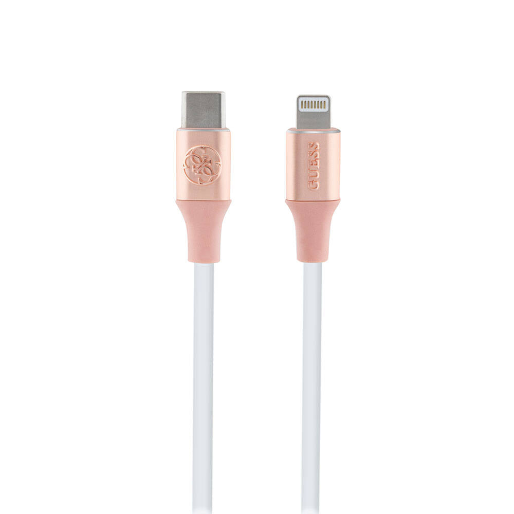 Guess Orijinal Lisanslı 4G ve Yazı Logolu Aydınlatmalı Kablo Ucu Hızlı Şarj Özellikli Type-C To Lightning PD Kablo 3A 1.5m