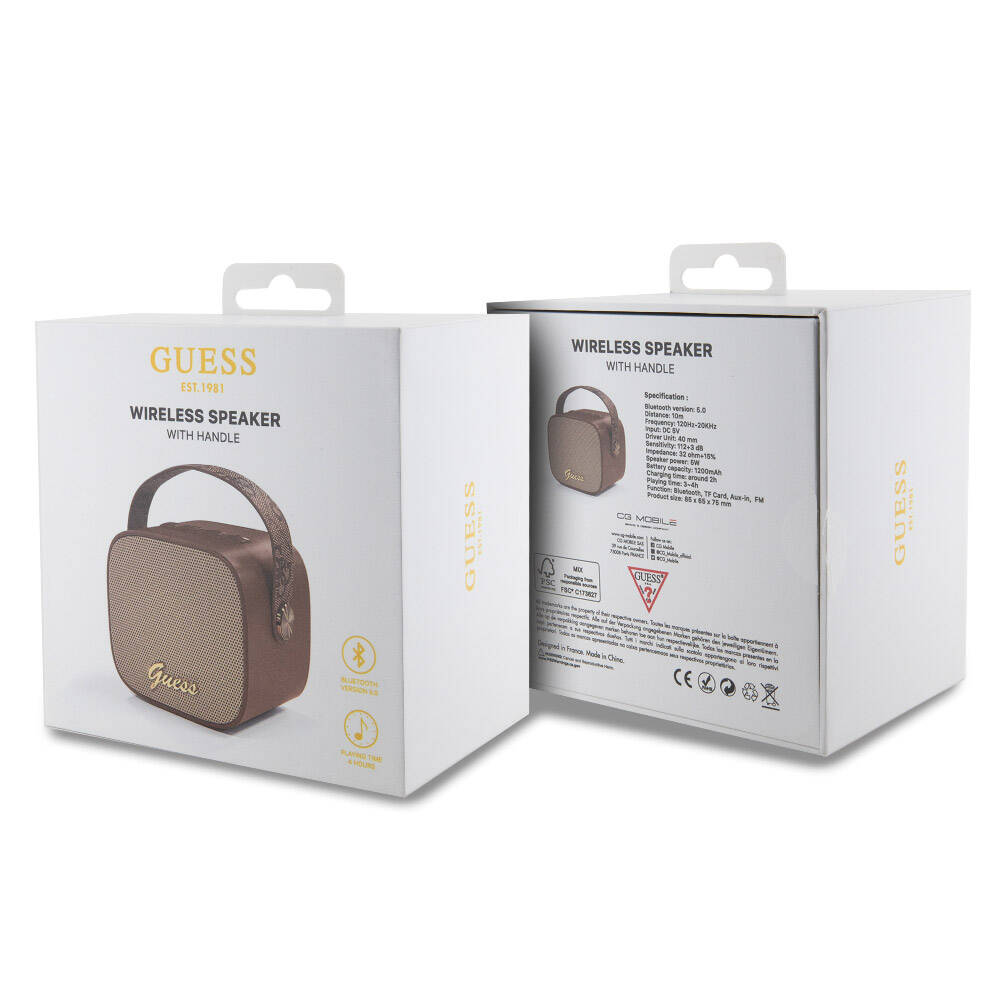 Guess Orijinal Lisanslı Askılı PU Deri Yazı Logolu 5W Bluetooth Speaker