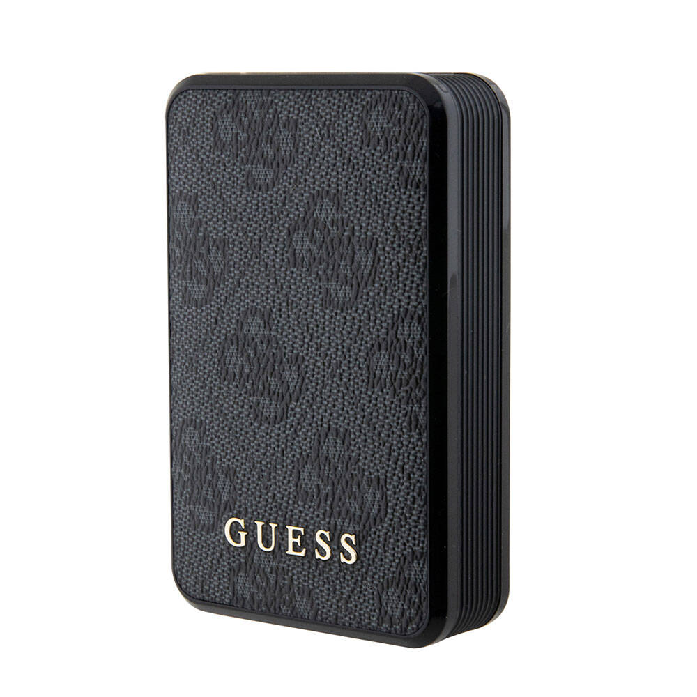 Guess Orijinal Lisanslı Dijital Led Göstergeli PU Deri 4G Desenli Metal Yazı Logolu Powerbank 10000mAh 18W
