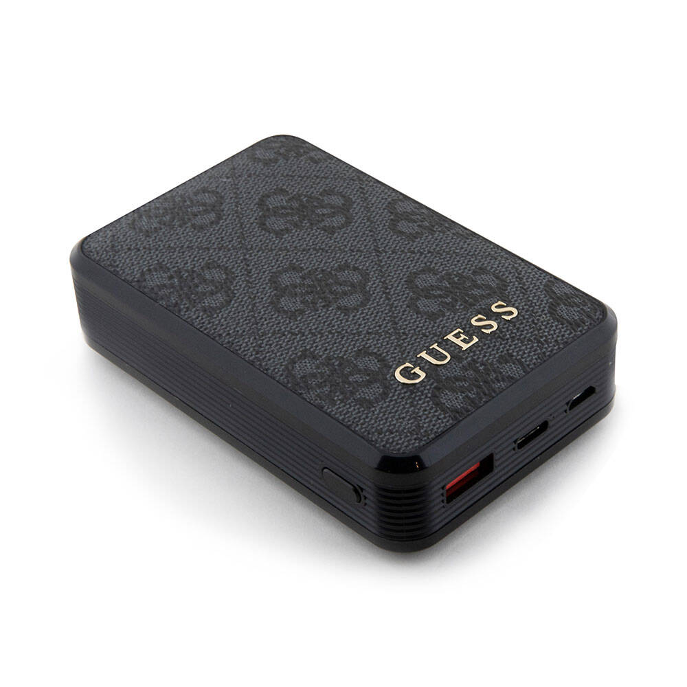 Guess Orijinal Lisanslı Dijital Led Göstergeli PU Deri 4G Desenli Metal Yazı Logolu Powerbank 10000mAh 18W