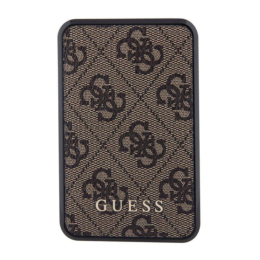 Guess Orijinal Lisanslı Dijital Led Göstergeli PU Deri 4G Desenli Metal Yazı Logolu Powerbank 10000mAh 18W