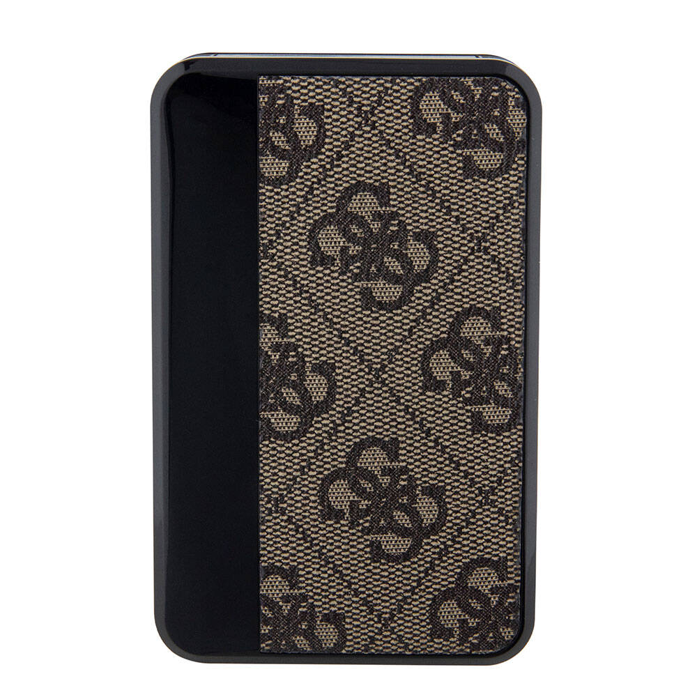 Guess Orijinal Lisanslı Dijital Led Göstergeli PU Deri 4G Desenli Metal Yazı Logolu Powerbank 10000mAh 18W