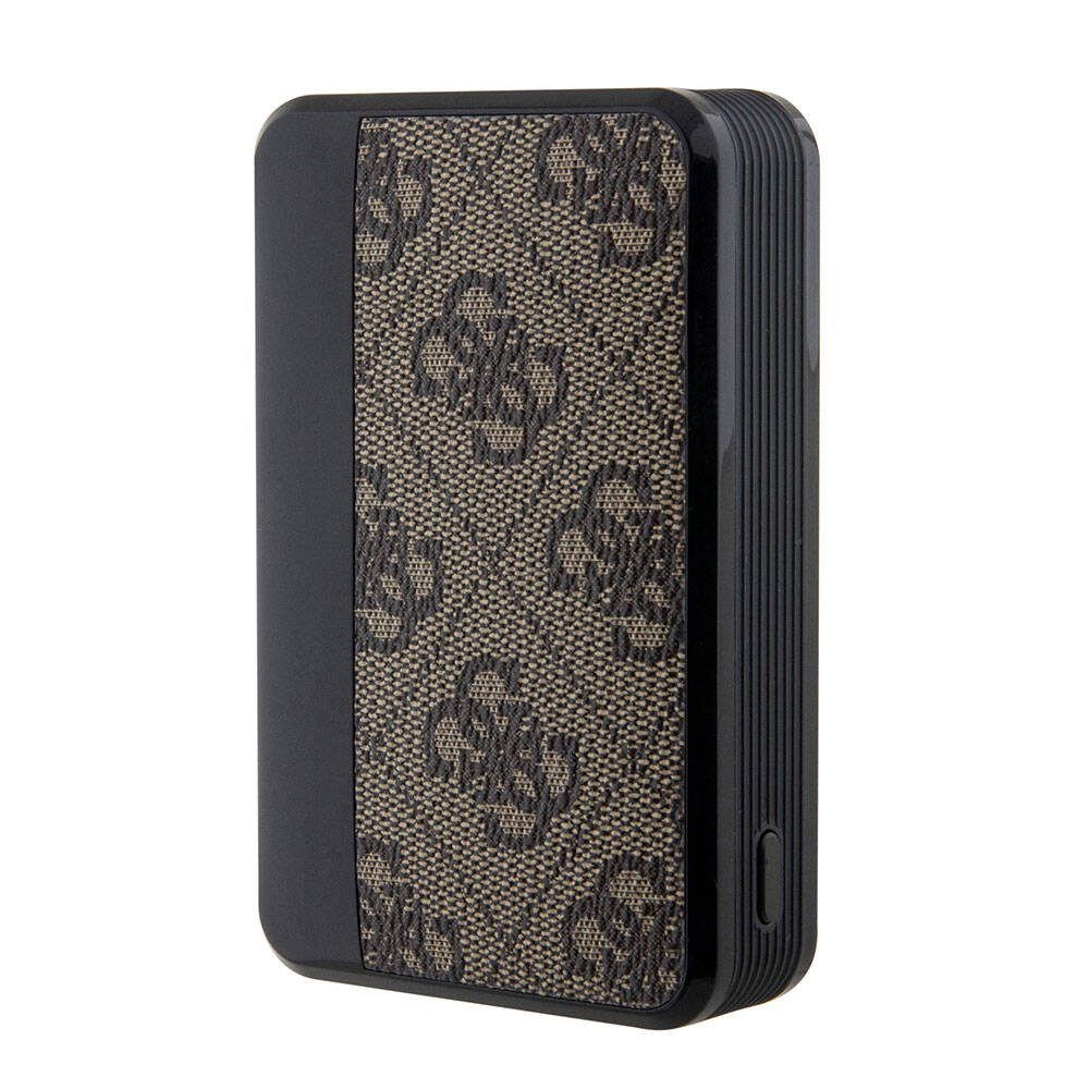 Guess Orijinal Lisanslı Dijital Led Göstergeli PU Deri 4G Desenli Metal Yazı Logolu Powerbank 10000mAh 18W