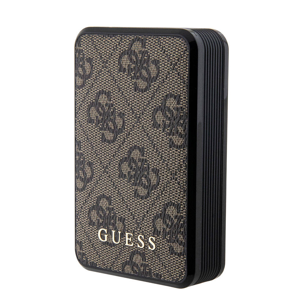 Guess Orijinal Lisanslı Dijital Led Göstergeli PU Deri 4G Desenli Metal Yazı Logolu Powerbank 10000mAh 18W