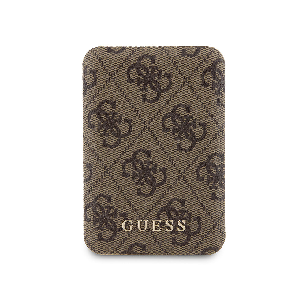 Guess Orijinal Lisanslı Dijital Led Göstergeli PU Deri 4G Desenli Metal Yazı Logolu Powerbank 5000mAh 15W