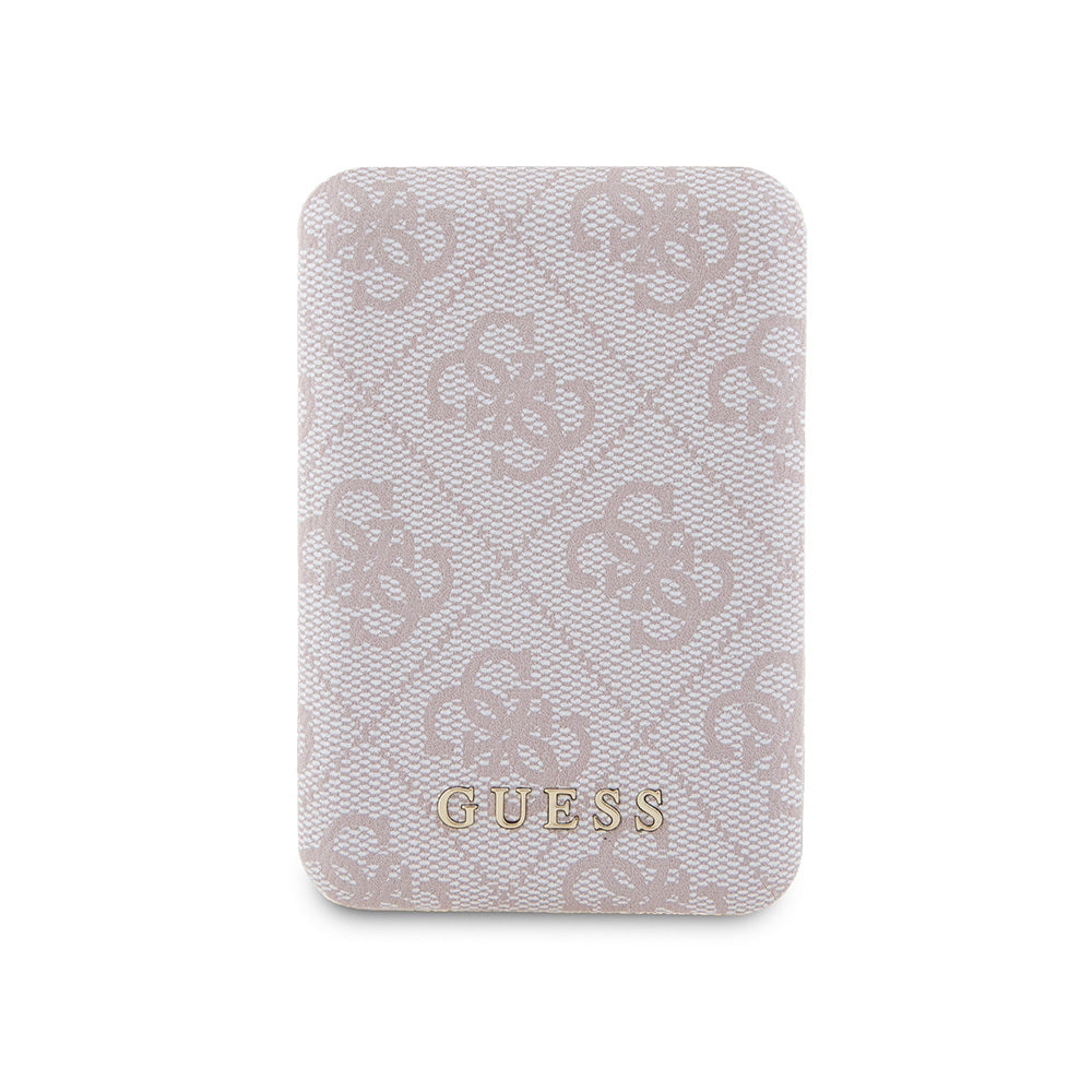 Guess Orijinal Lisanslı Dijital Led Göstergeli PU Deri 4G Desenli Metal Yazı Logolu Powerbank 5000mAh 15W