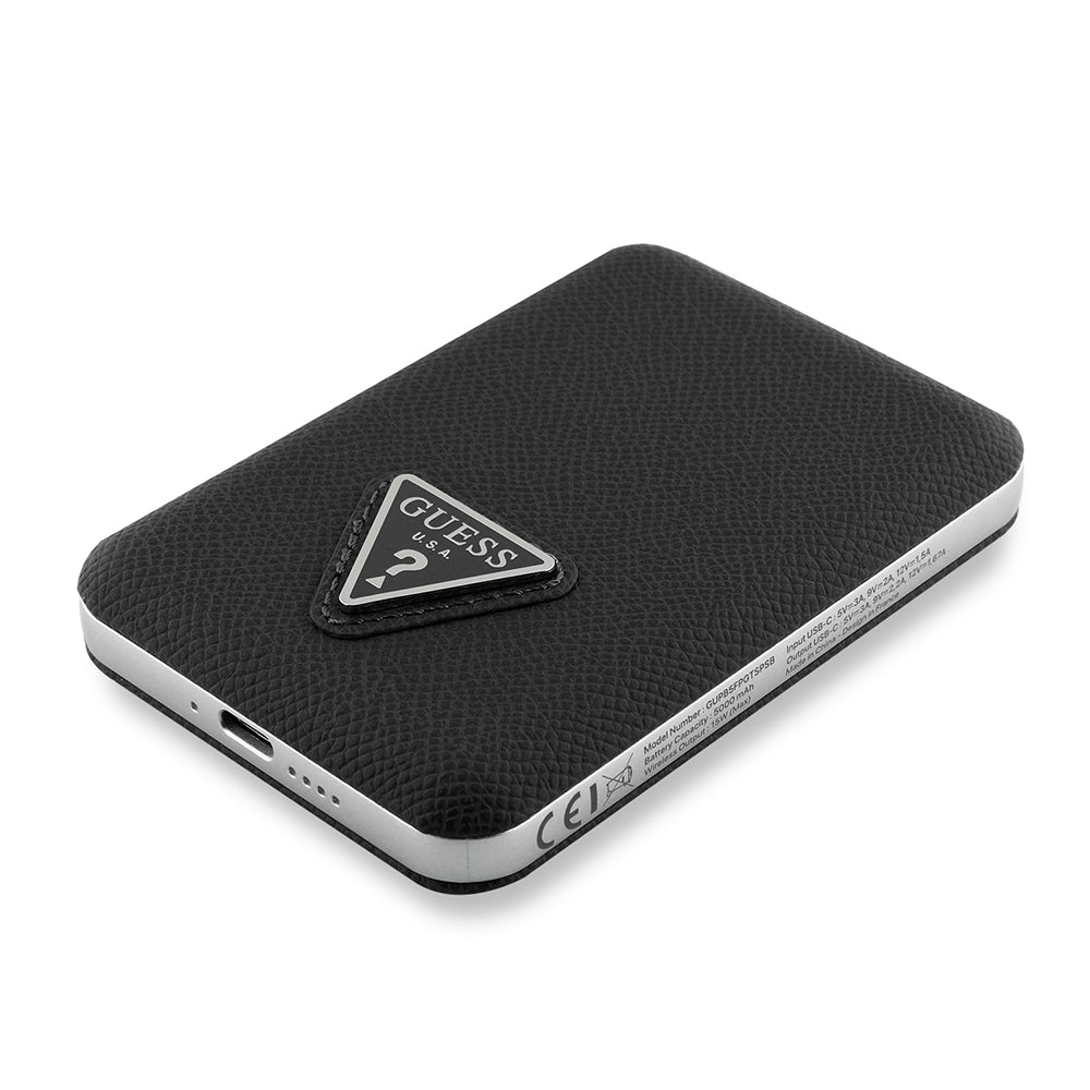 Guess Orijinal Lisanslı Dijital Led Göstergeli PU Deri Yüzey Üçgen Logolu Powerbank 5000mAh 15W