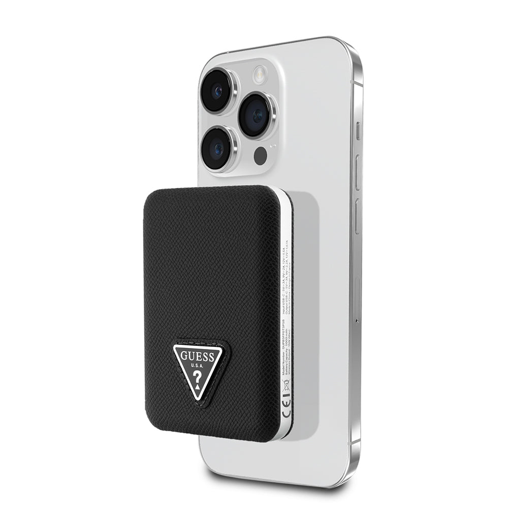 Guess Orijinal Lisanslı Dijital Led Göstergeli PU Deri Yüzey Üçgen Logolu Powerbank 5000mAh 15W