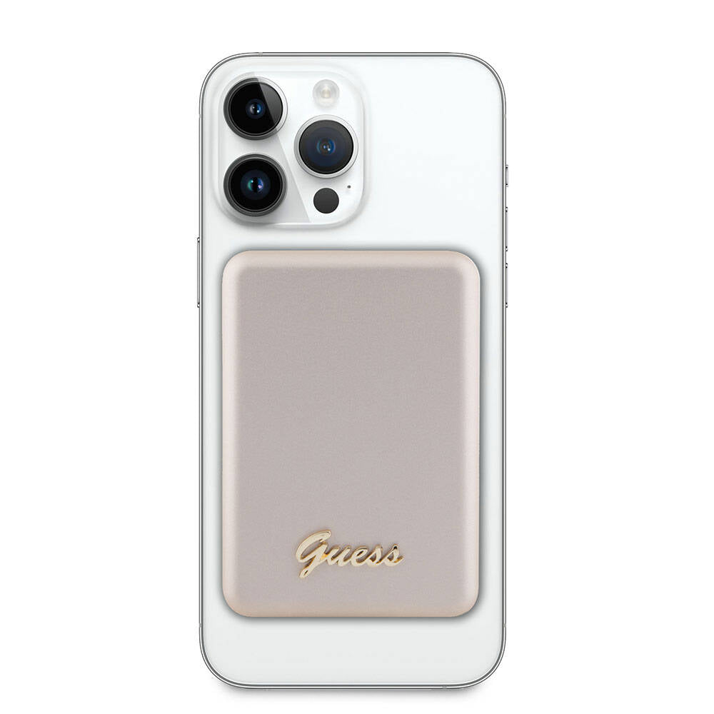 Guess Orijinal Lisanslı M-safe Şarj Özellikli Metal Yazı Logolu Powerbank 5000mAh 15W