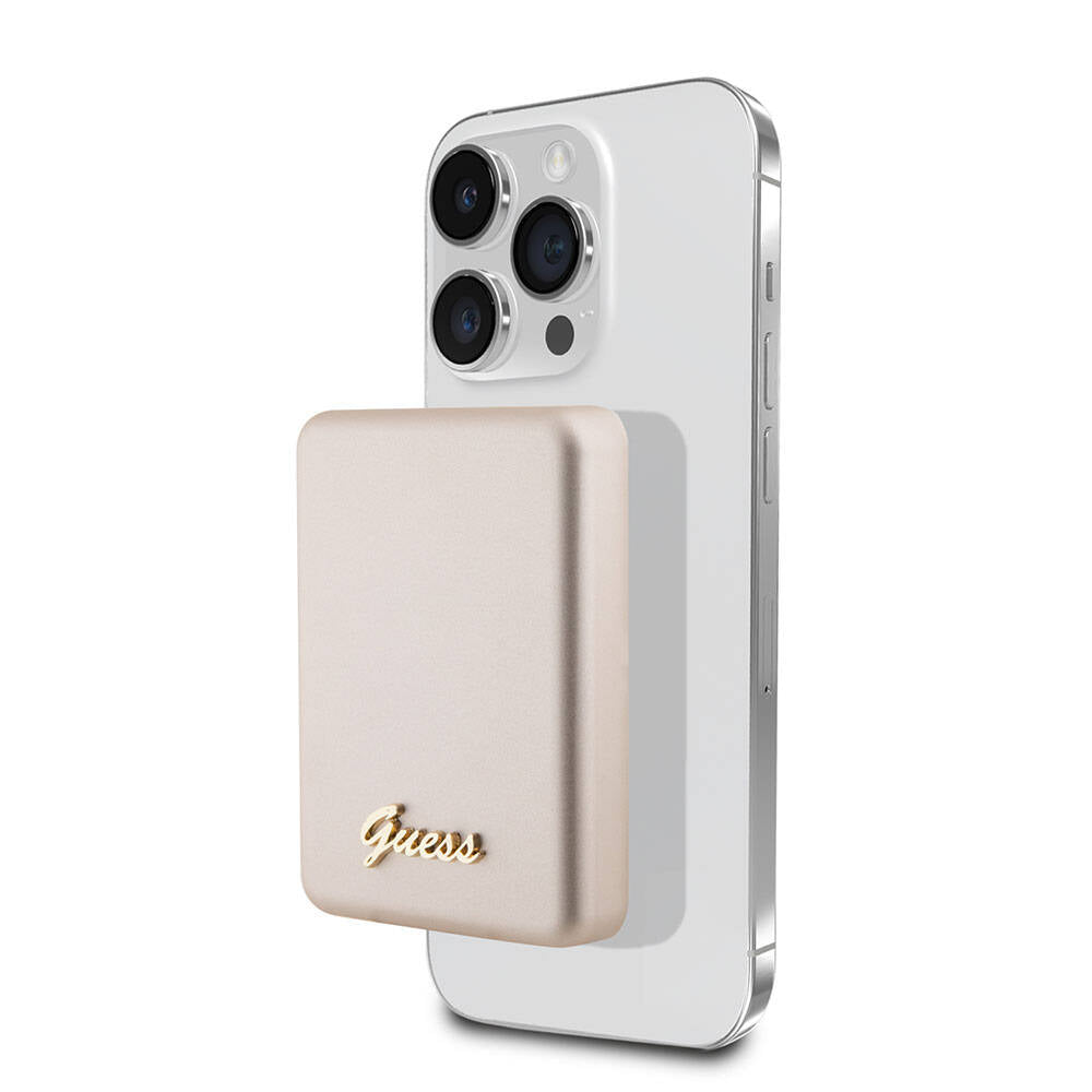Guess Orijinal Lisanslı M-safe Şarj Özellikli Metal Yazı Logolu Powerbank 5000mAh 15W