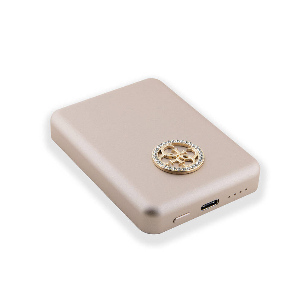 Guess Orijinal Lisanslı M-safe Şarj Özellikli Taşlı 4G Logolu Powerbank 5000mAh 15W