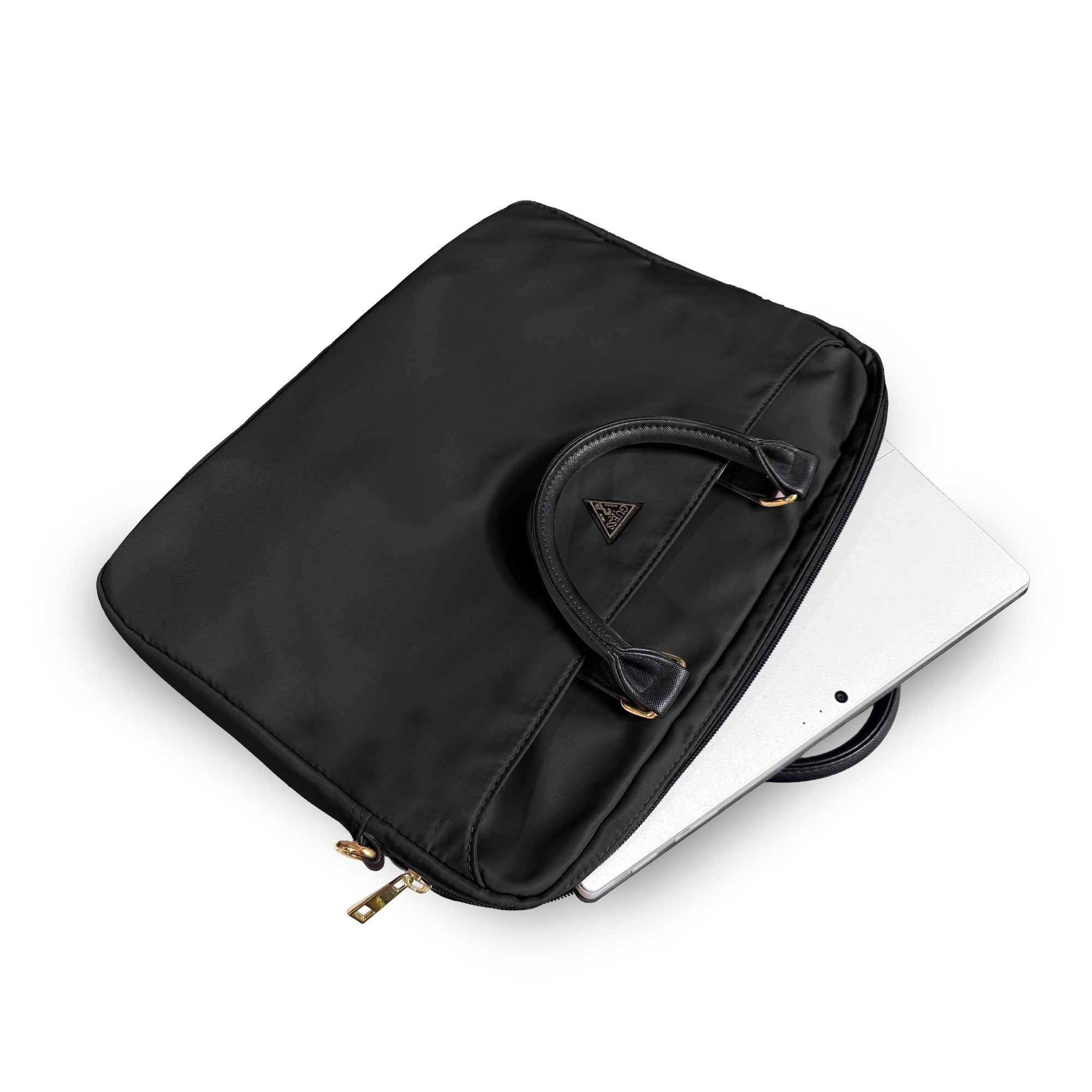 Guess Orijinal Lisanslı Naylon Kumaş Metal Üçgen Logolu Omuz Askılı 15-16 inç Laptop Çantası