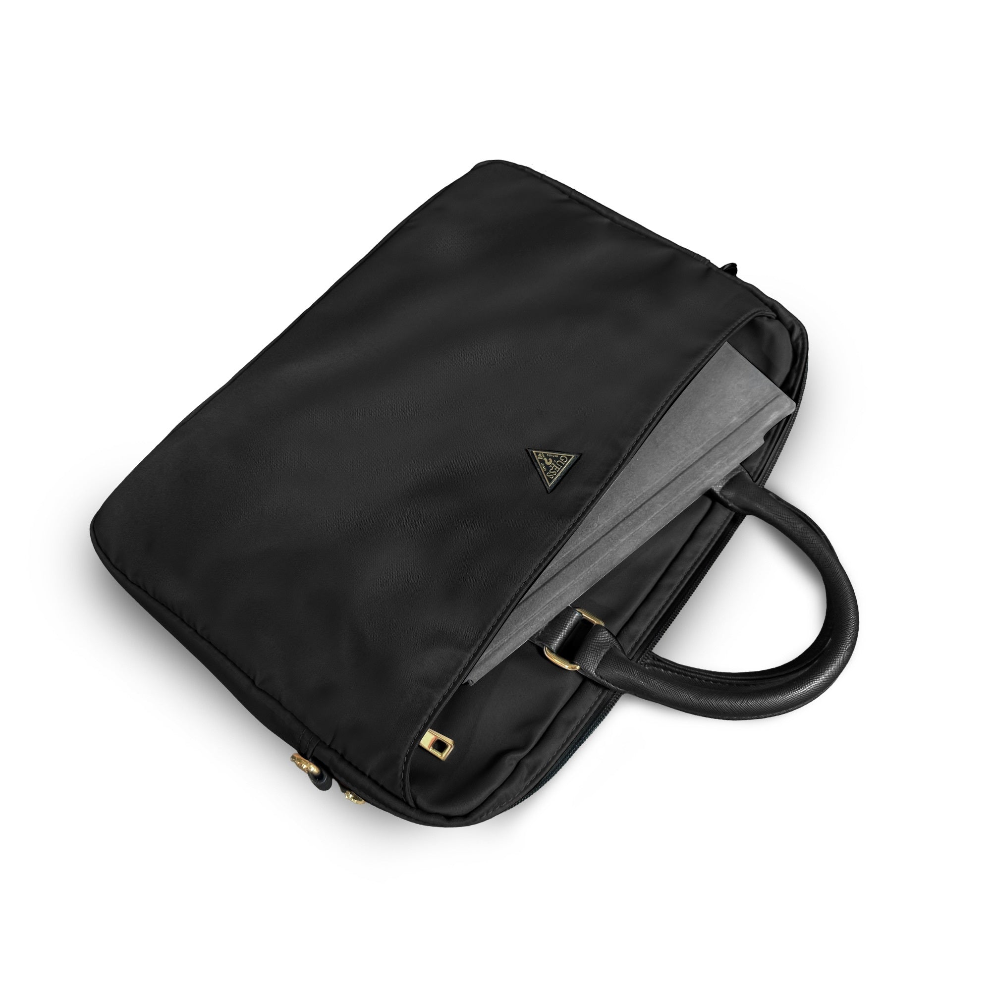 Guess Orijinal Lisanslı Naylon Kumaş Metal Üçgen Logolu Omuz Askılı 15-16 inç Laptop Çantası