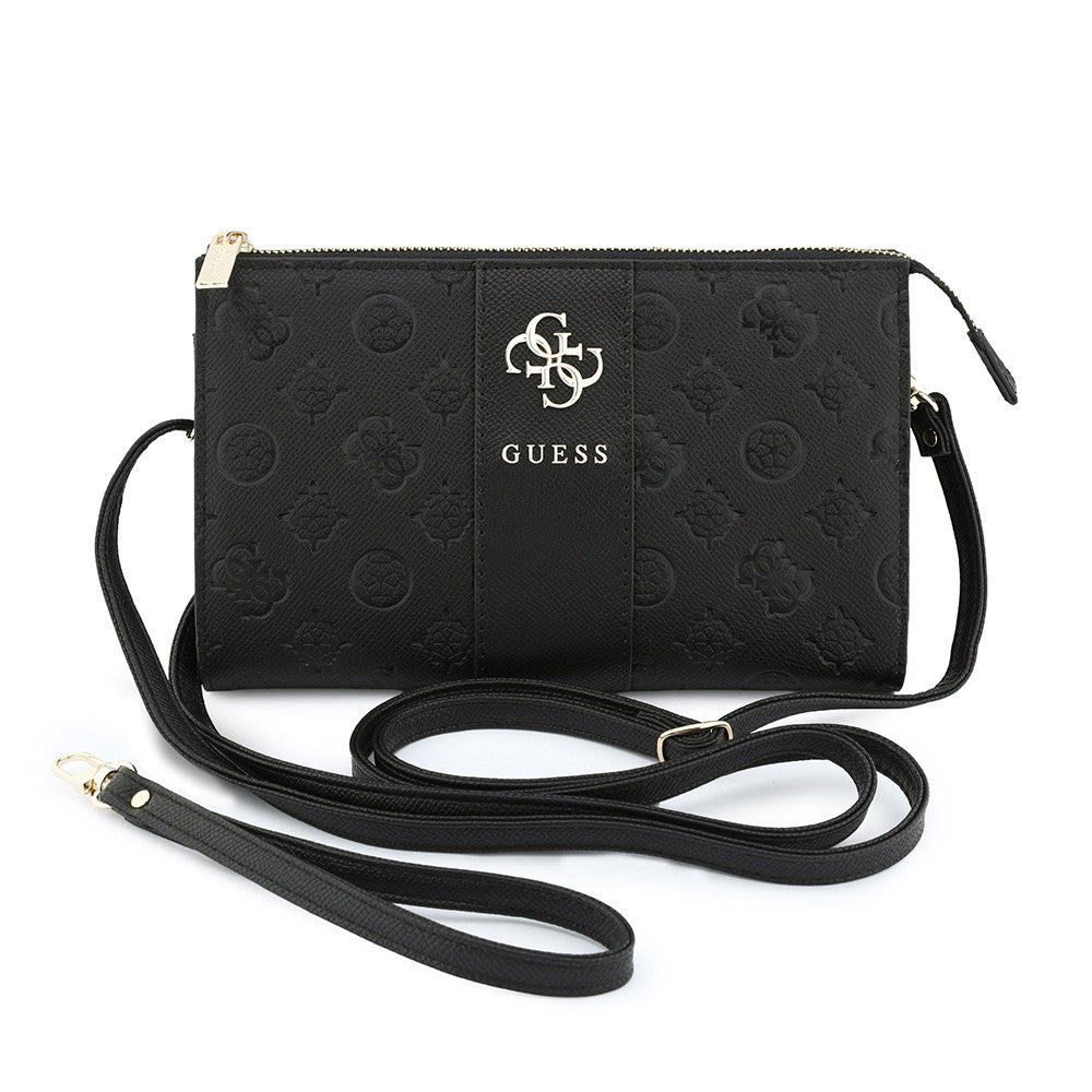 Guess Orijinal Lisanslı Peony ve 4G Desenli Şerit Detaylı Metal Logolu Omuz Askılı El Çantası