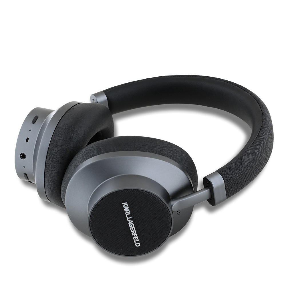 Karl Lagerfeld Orijinal Lisanslı ANC/ENC Özellikli KL Yazı Logolu Saffiano Serisi Kulak Üstü Bluetooth Kulaklık v5.3