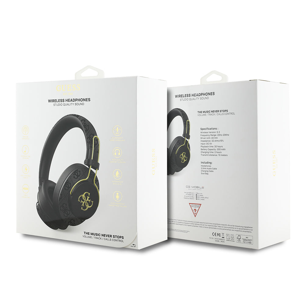 Guess Orijinal Lisanslı PU 4G Desenli Büyük Metal Logolu Kulak Üstü Bluetooth Kulaklık