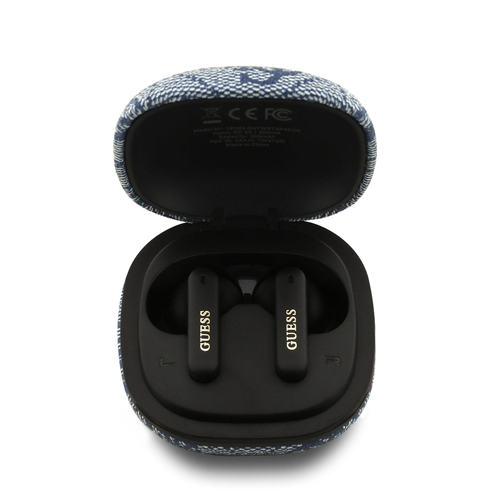 Guess Orijinal Lisanslı PU 4G Desenli Klasik Metal Yazı Logolu TWS Kulak İçi Bluetooth Kulaklık