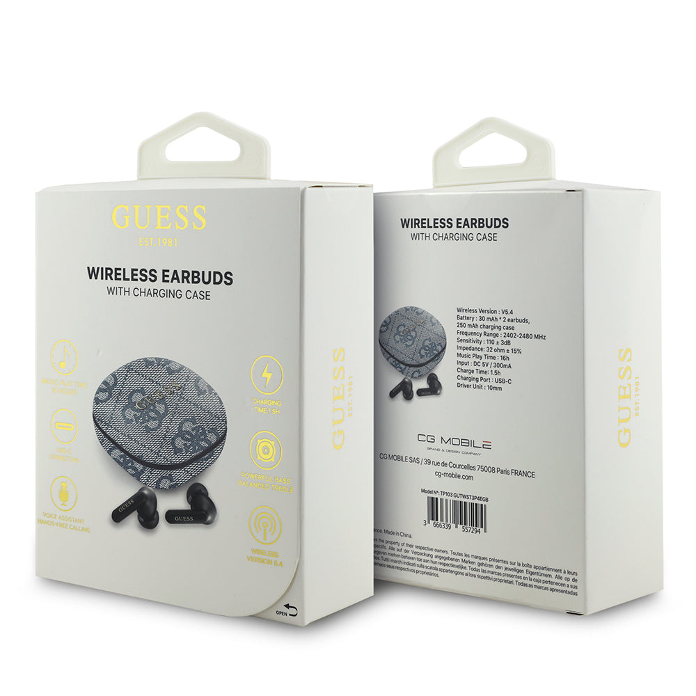 Guess Orijinal Lisanslı PU 4G Desenli Klasik Metal Yazı Logolu TWS Kulak İçi Bluetooth Kulaklık