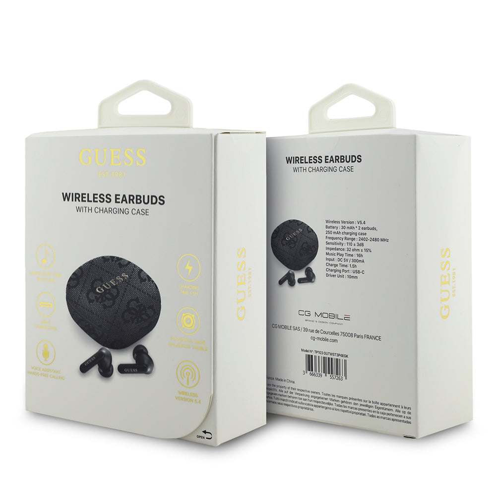 Guess Orijinal Lisanslı PU 4G Desenli Klasik Metal Yazı Logolu TWS Kulak İçi Bluetooth Kulaklık