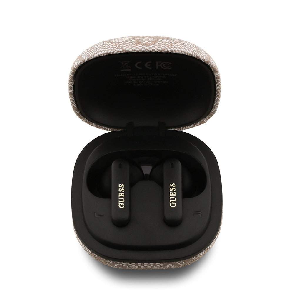 Guess Orijinal Lisanslı PU 4G Desenli Klasik Metal Yazı Logolu TWS Kulak İçi Bluetooth Kulaklık