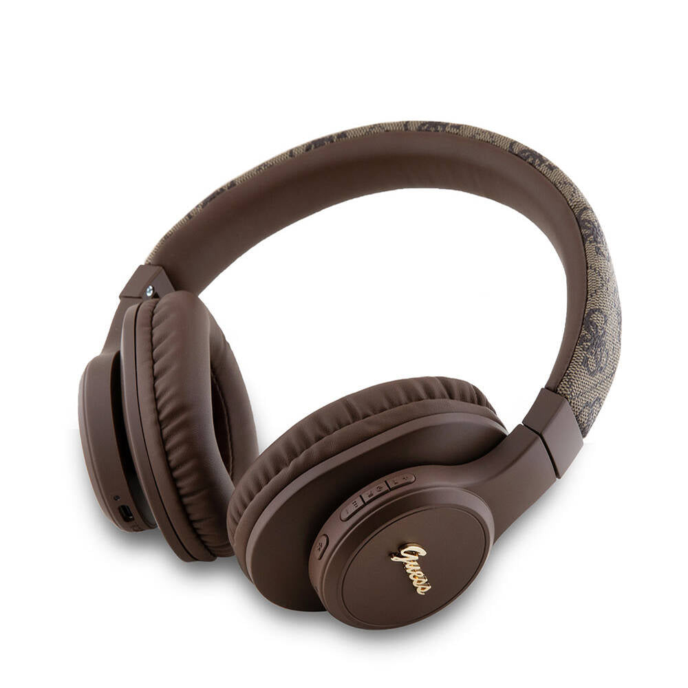 Guess Orijinal Lisanslı PU 4G Desenli Metal Yazı Logolu Tone On Tone Kulak Üstü Bluetooth Kulaklık