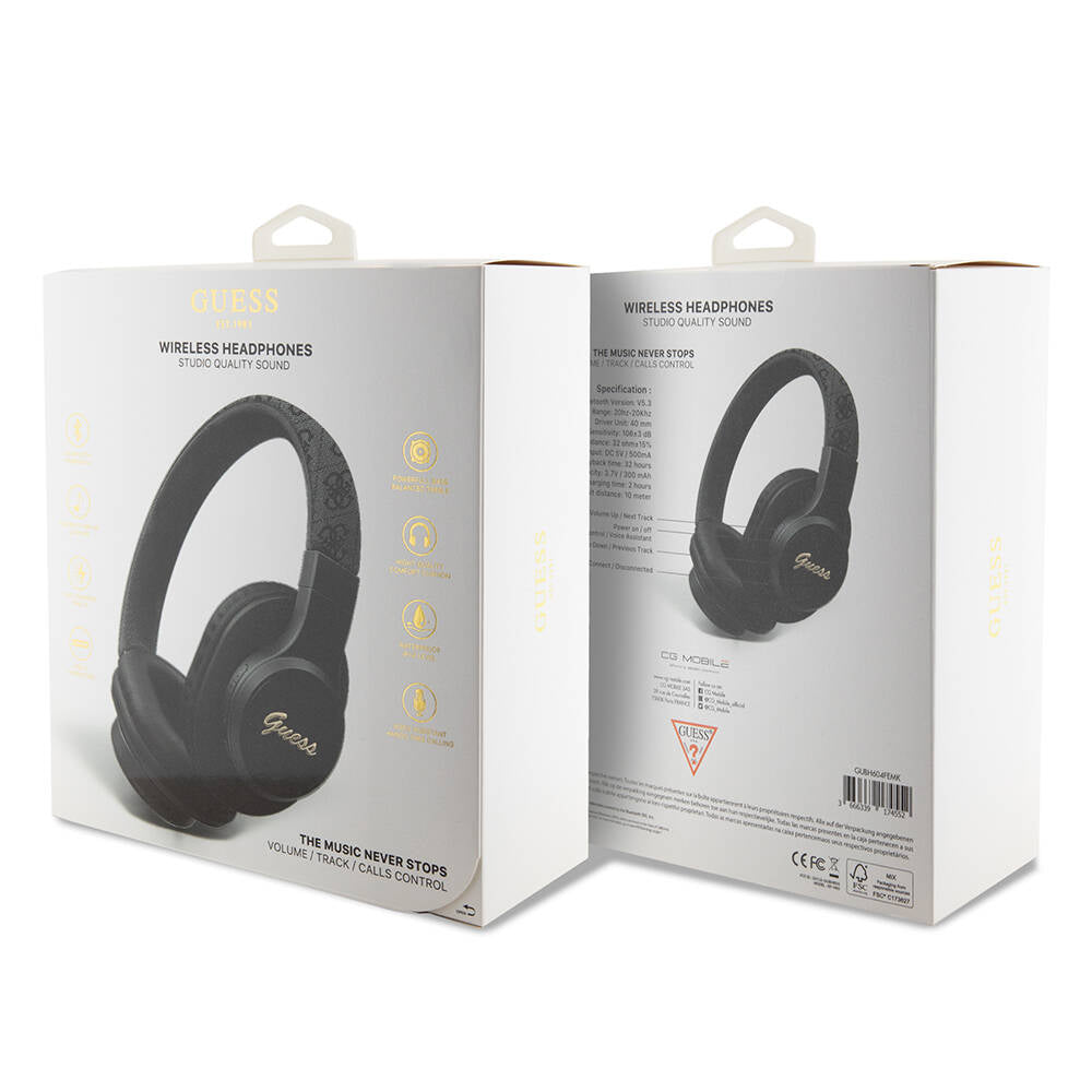 Guess Orijinal Lisanslı PU 4G Desenli Metal Yazı Logolu Tone On Tone Kulak Üstü Bluetooth Kulaklık