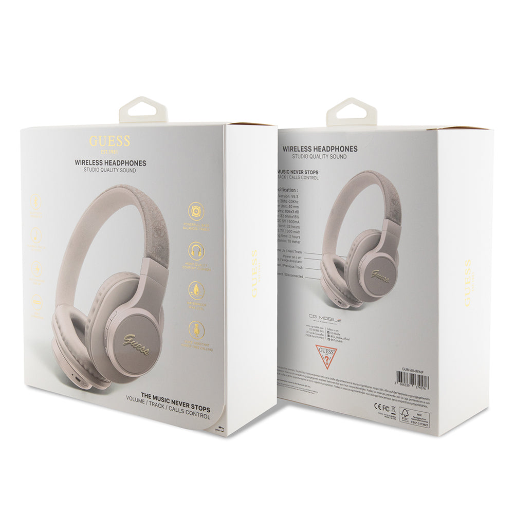 Guess Orijinal Lisanslı PU 4G Desenli Metal Yazı Logolu Tone On Tone Kulak Üstü Bluetooth Kulaklık