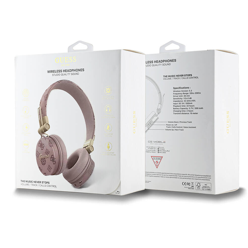 Guess Orijinal Lisanslı PU Desenli Metal El Yazısı Logolu Kulak Üstü Bluetooth Kulaklık