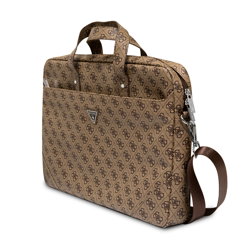 Guess Orijinal Lisanslı Sıcak Damgalı 4G Desenli Üçgen Logolu Omuz Askılı 15-16 inç Laptop Çantası