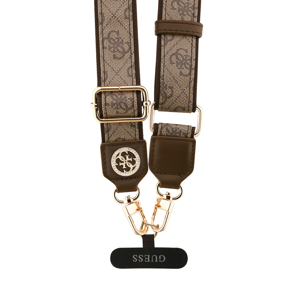 Guess Orijinal Lisanslı Taşlı 4G Metal Logolu Çapraz Vücut Telefon Askı Kayışı 150cm