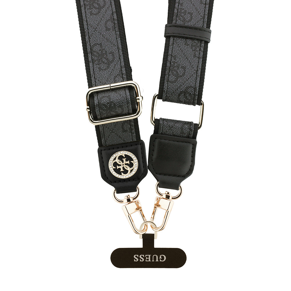 Guess Orijinal Lisanslı Taşlı 4G Metal Logolu Çapraz Vücut Telefon Askı Kayışı 150cm