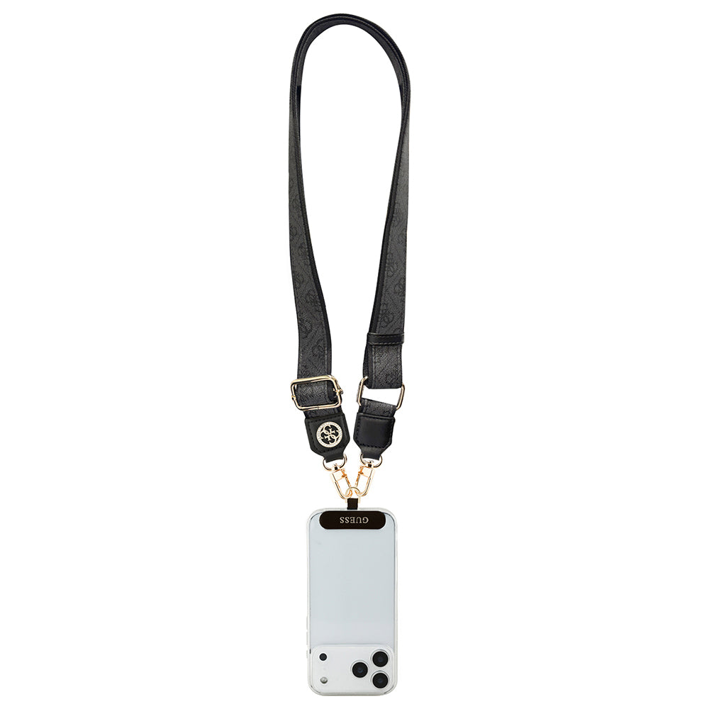 Guess Orijinal Lisanslı Taşlı 4G Metal Logolu Çapraz Vücut Telefon Askı Kayışı 150cm