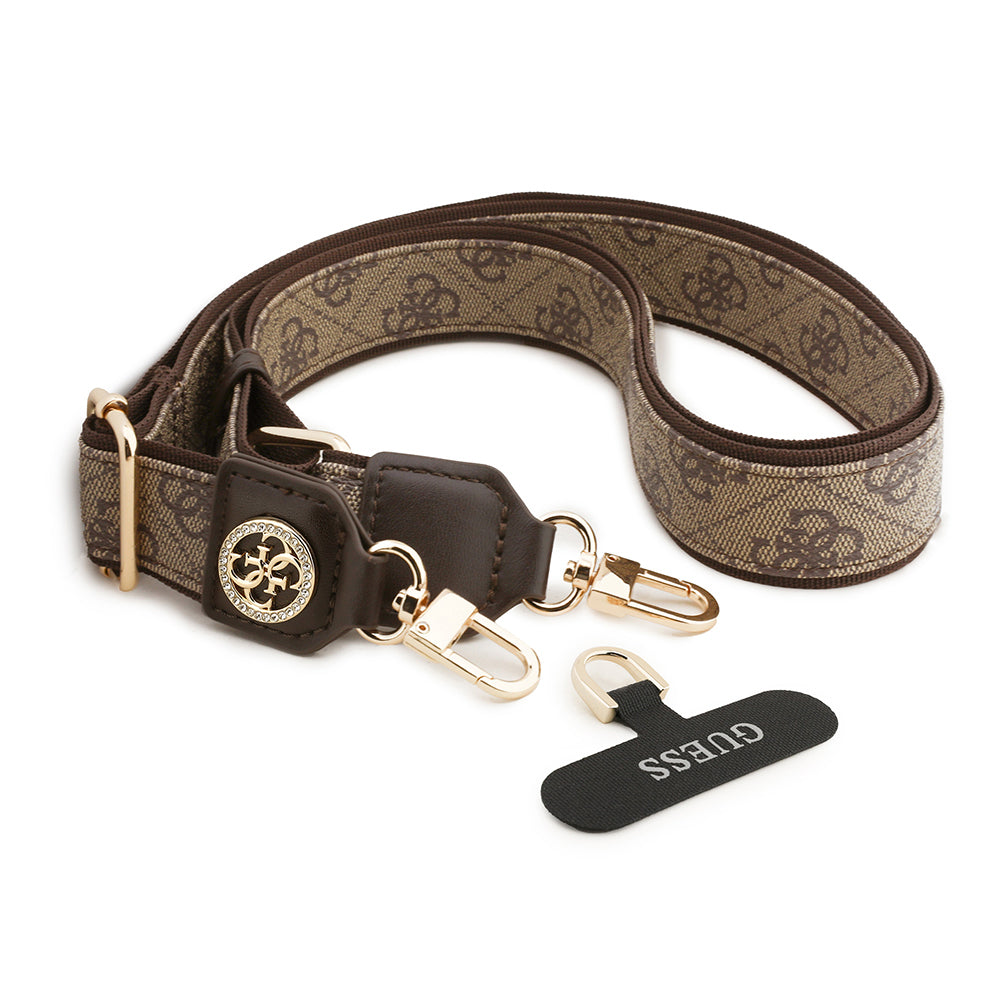 Guess Orijinal Lisanslı Taşlı 4G Metal Logolu Çapraz Vücut Telefon Askı Kayışı 150cm