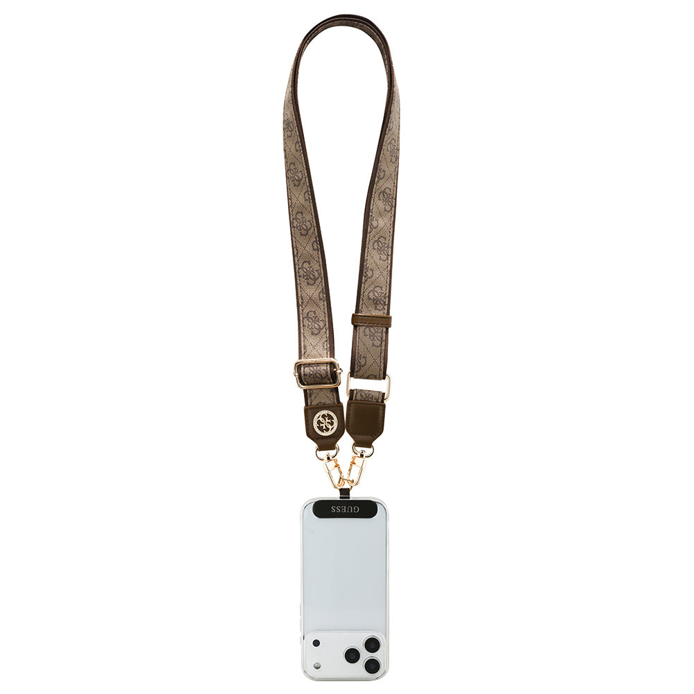 Guess Orijinal Lisanslı Taşlı 4G Metal Logolu Çapraz Vücut Telefon Askı Kayışı 150cm