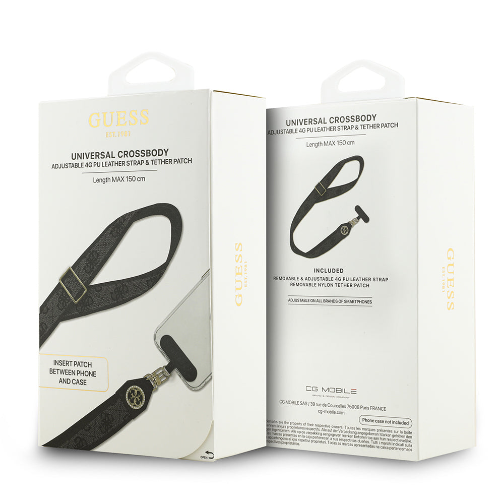 Guess Orijinal Lisanslı Taşlı 4G Metal Logolu Çapraz Vücut Telefon Askı Kayışı 150cm