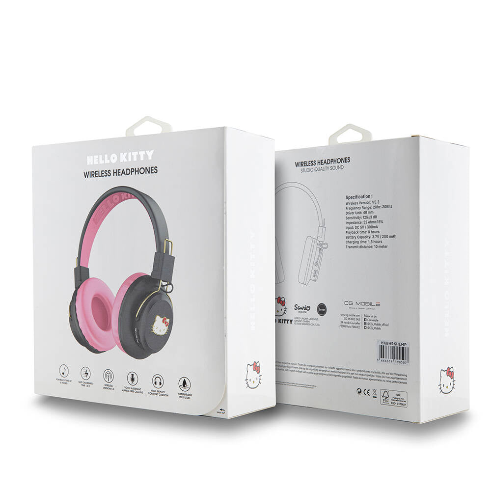 Hello Kitty Orijinal Lisanslı Ayarlanabilir Metal Kitty Logolu Yuvarlak Bluetooth 5.3 Kulaklık