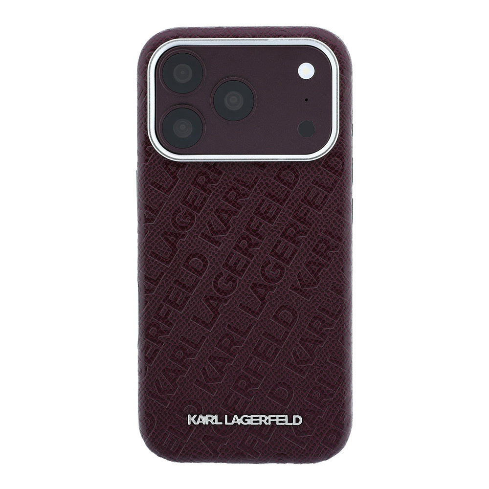 iPhone 18 Pro Kılıf Karl Lagerfeld Orijinal Lisanslı PU Deri Damgalı Metal Yazı Logolu Grained Kılıf