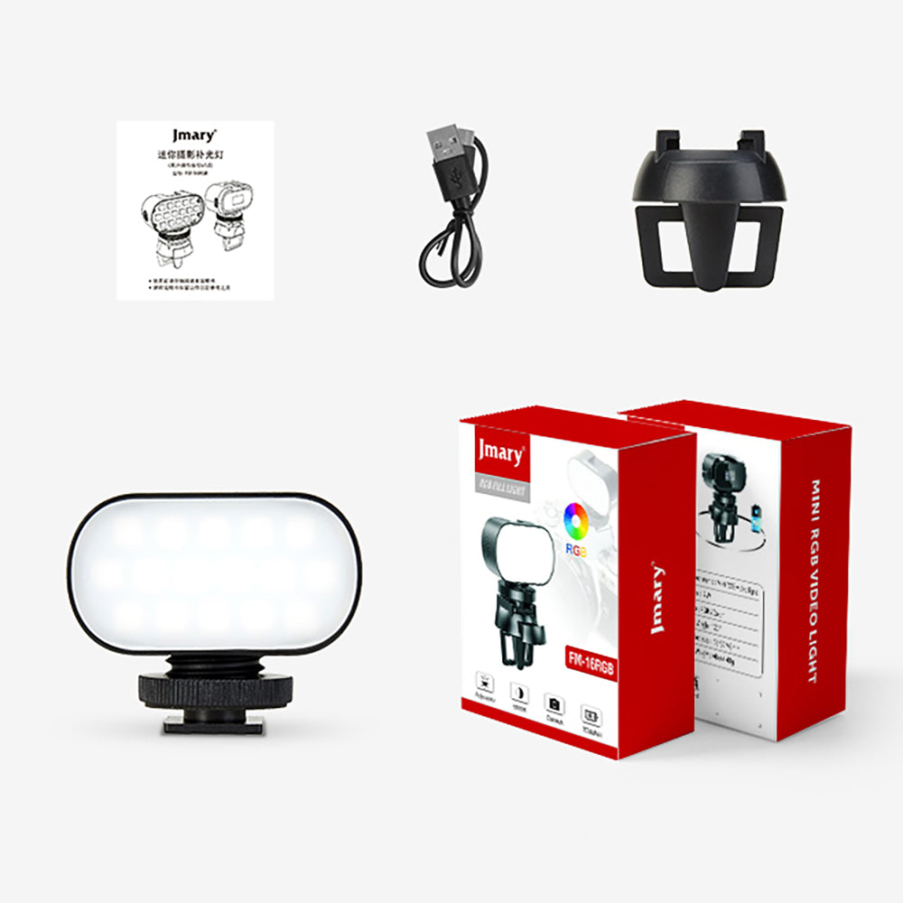 Jmary FM-16RGB Mandallı Dijital LED Göstergeli Telefon-Kamera Üstü RGB Lamba 750mAh